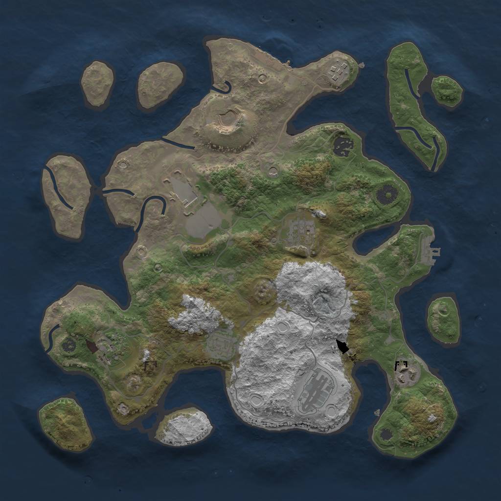 Rust Map: Procedural Map, Size: 3700, Seed: 740568442, 20 Monuments