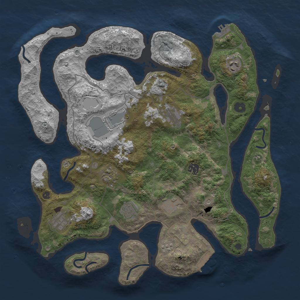 Rust Map: Procedural Map, Size: 4000, Seed: 53291329, 20 Monuments