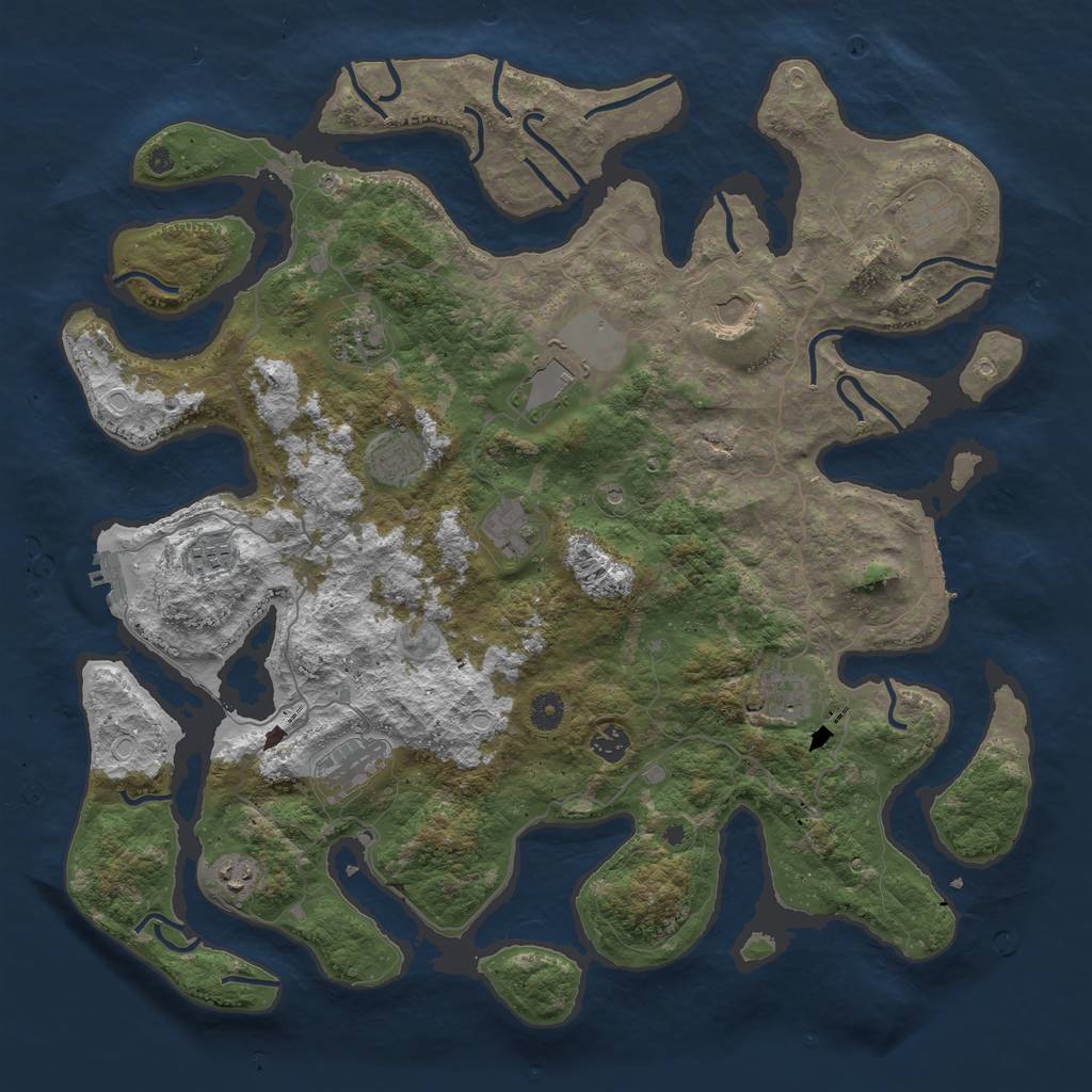 Rust Map: Procedural Map, Size: 4500, Seed: 1924, 22 Monuments