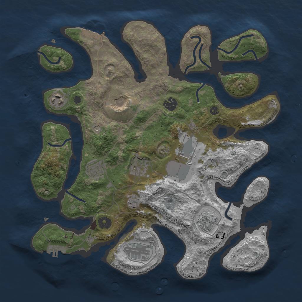 Rust Map: Procedural Map, Size: 3500, Seed: 1460767964, 20 Monuments