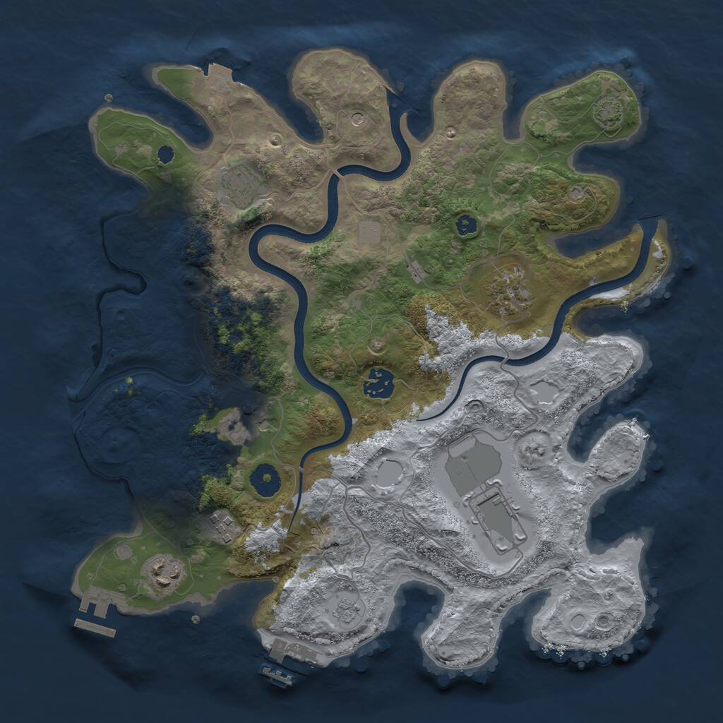 Rust Map: Procedural Map, Size: 3500, Seed: 1460767964, 13 Monuments