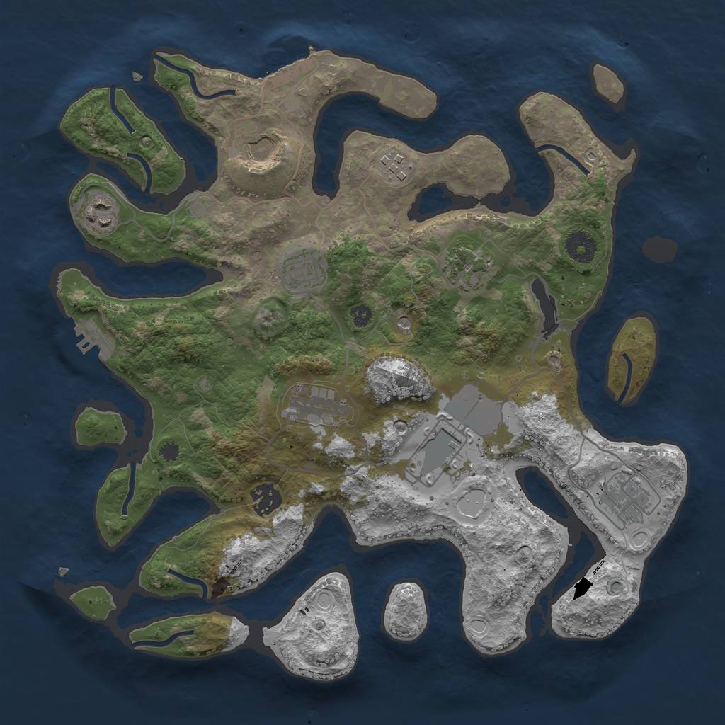 Rust Map: Procedural Map, Size: 3500, Seed: 1396401066, 20 Monuments