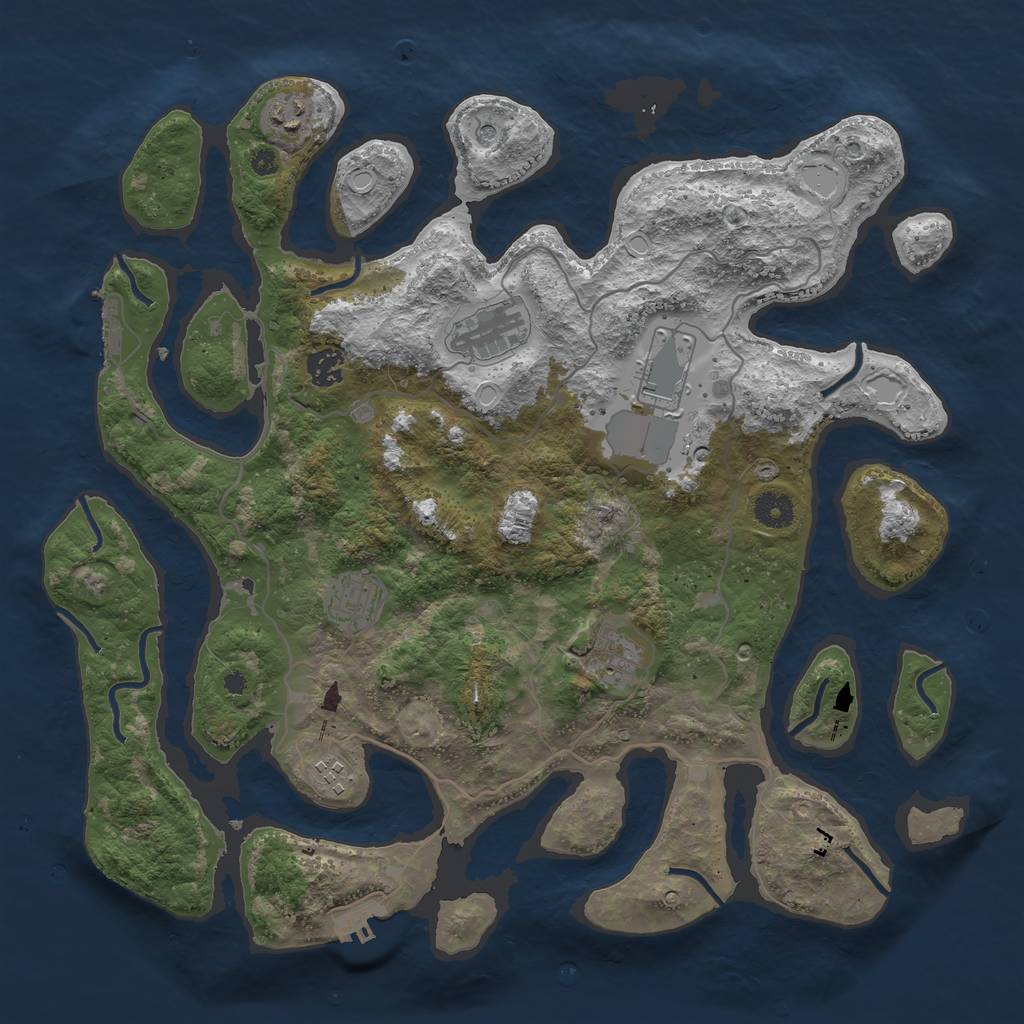 Rust Map: Procedural Map, Size: 4000, Seed: 85035, 18 Monuments