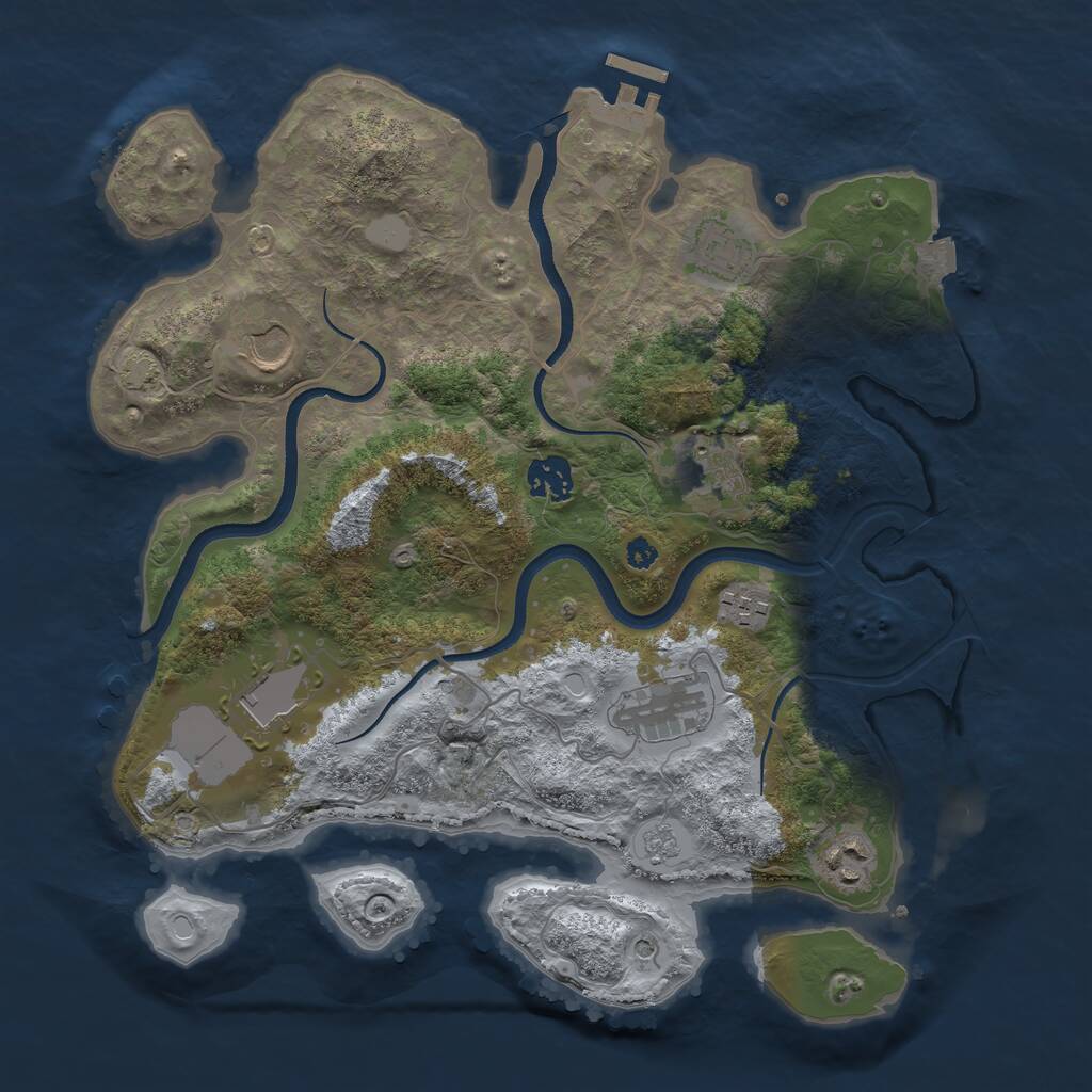 Rust Map: Procedural Map, Size: 3500, Seed: 1363838598, 13 Monuments