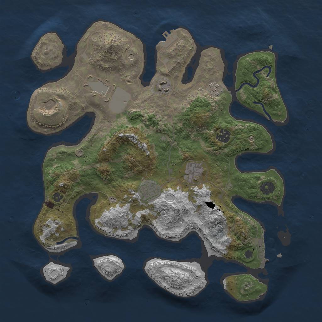 Rust Map: Procedural Map, Size: 3500, Seed: 1363838598, 18 Monuments