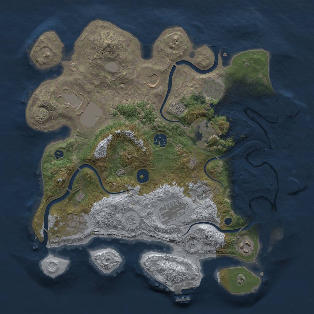 Rust Map: Procedural Map, Size: 3500, Seed: 1363838598, 15 Monuments