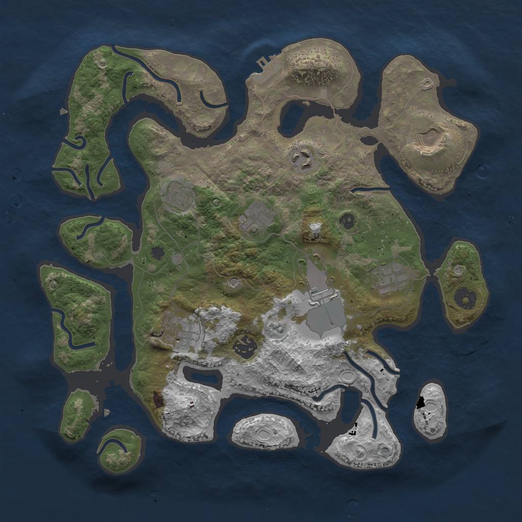 Rust Map: Procedural Map, Size: 3500, Seed: 1707484998, 18 Monuments