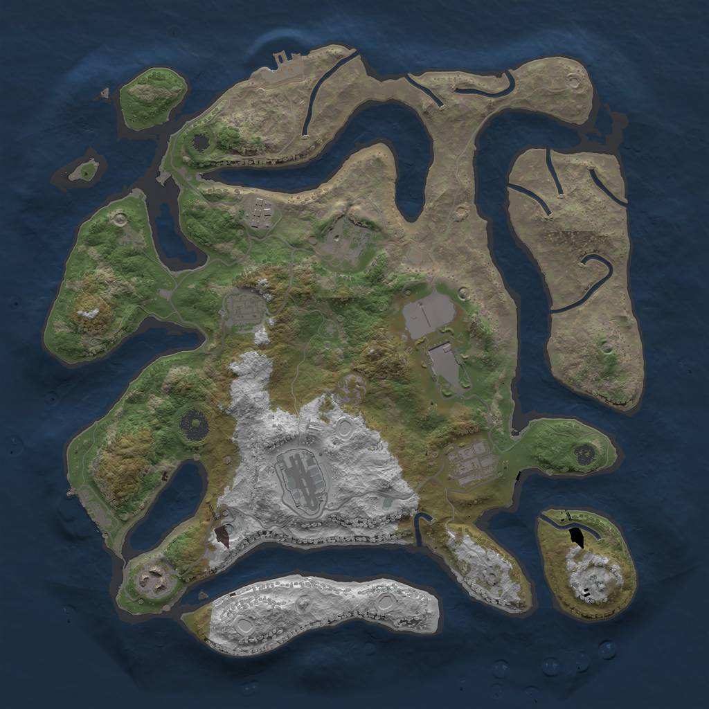 Rust Map: Procedural Map, Size: 3600, Seed: 1996569417, 18 Monuments