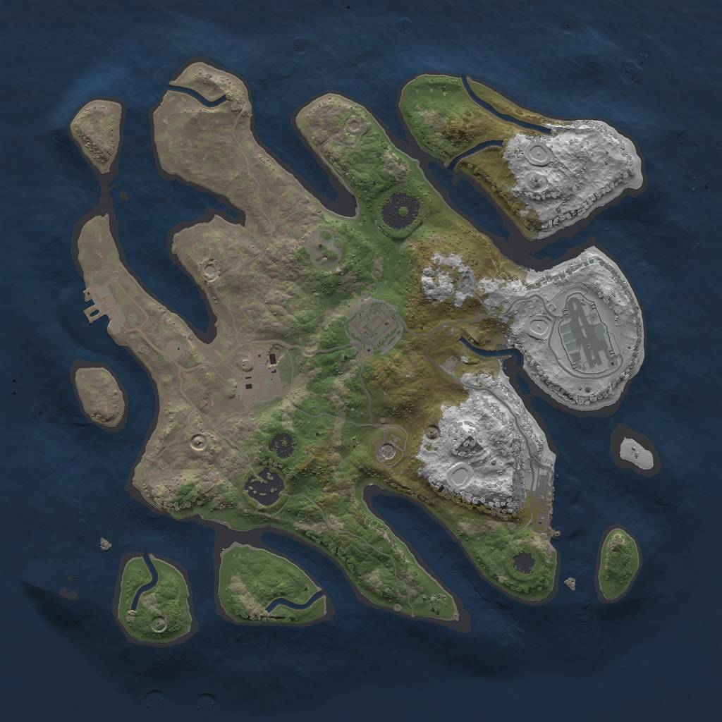 Rust Map: Procedural Map, Size: 3000, Seed: 843629567, 15 Monuments