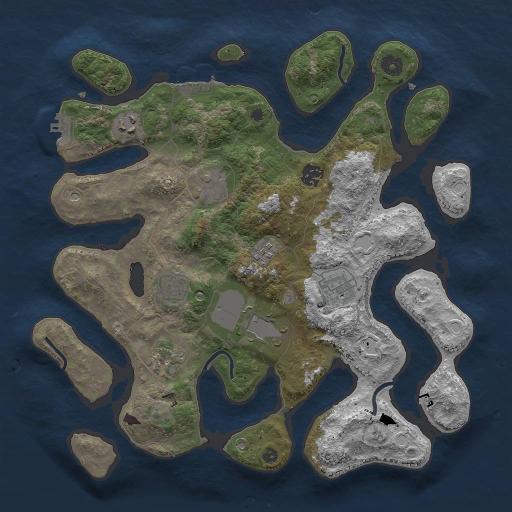 Rust Map: Procedural Map, Size: 3500, Seed: 46548632, 19 Monuments