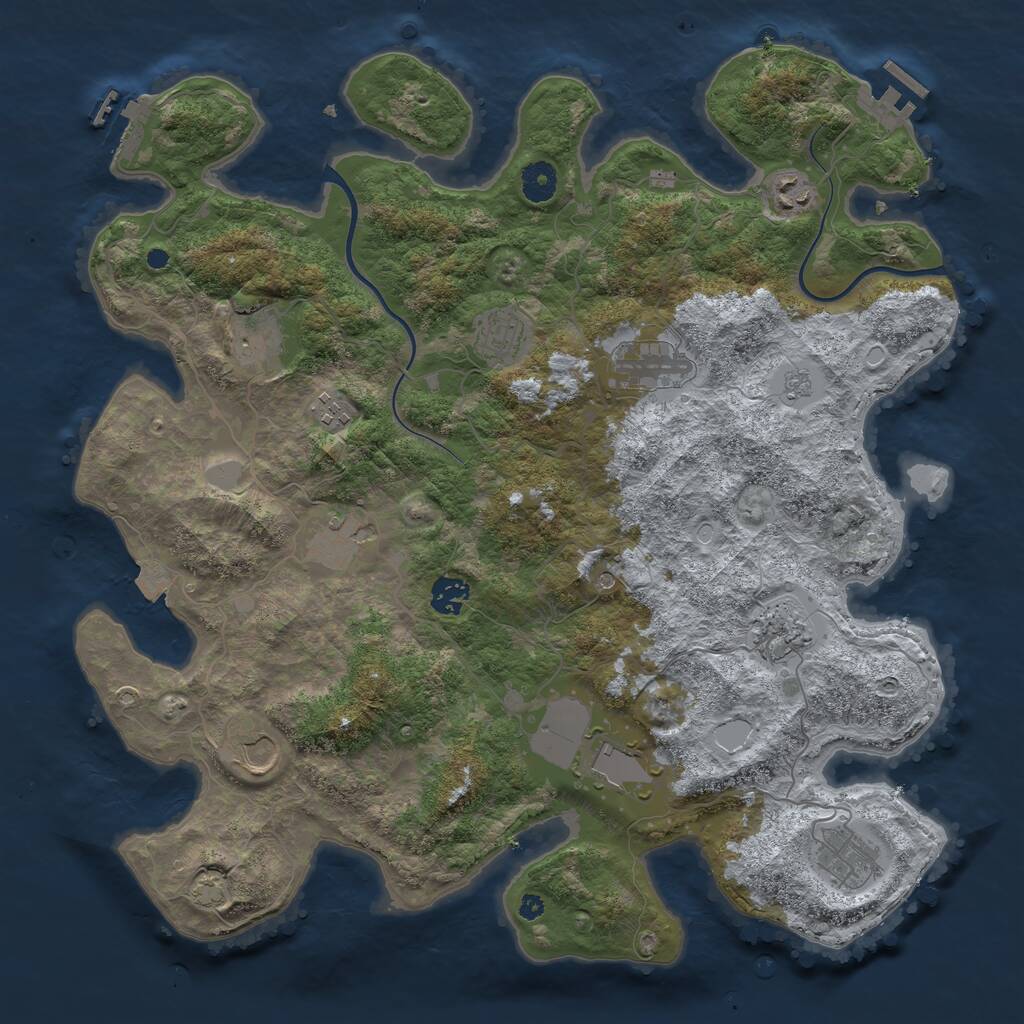 Rust Map: Procedural Map, Size: 3999, Seed: 132867, 17 Monuments