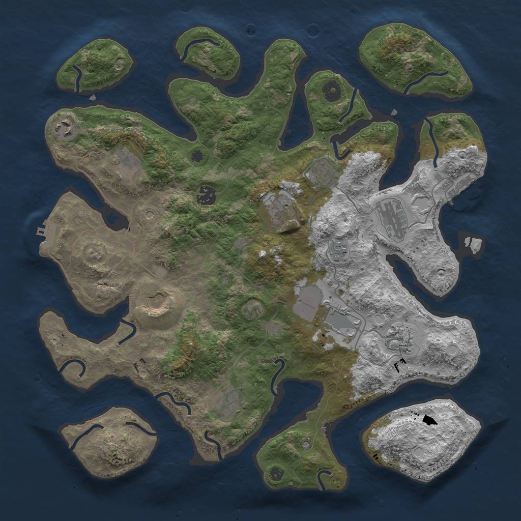 Rust Map: Procedural Map, Size: 3999, Seed: 132867, 22 Monuments