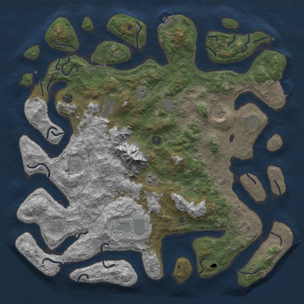 Rust Map: Procedural Map, Size: 5000, Seed: 208459, 22 Monuments