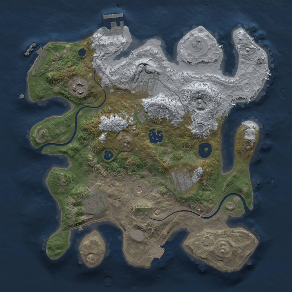 Rust Map: Procedural Map, Size: 3000, Seed: 1244, 11 Monuments