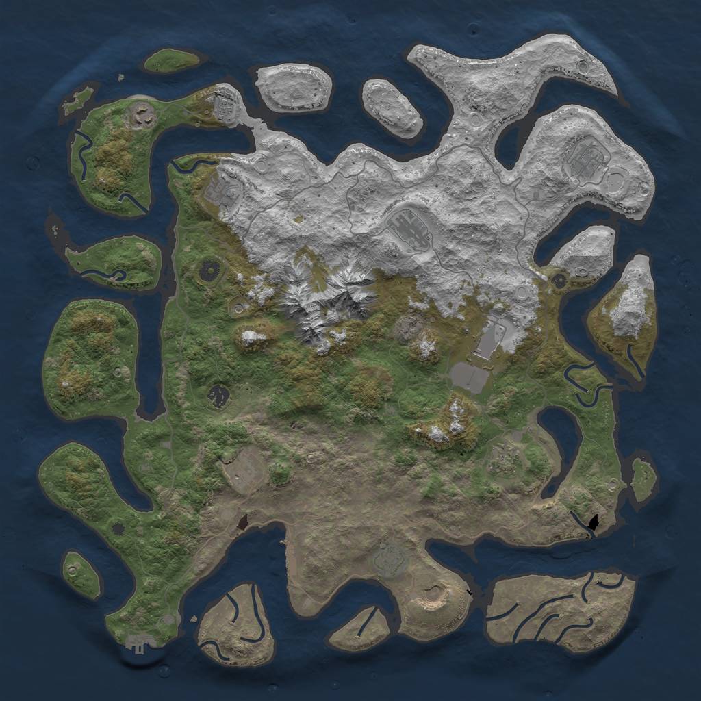 Rust Map: Procedural Map, Size: 5000, Seed: 166697427, 22 Monuments