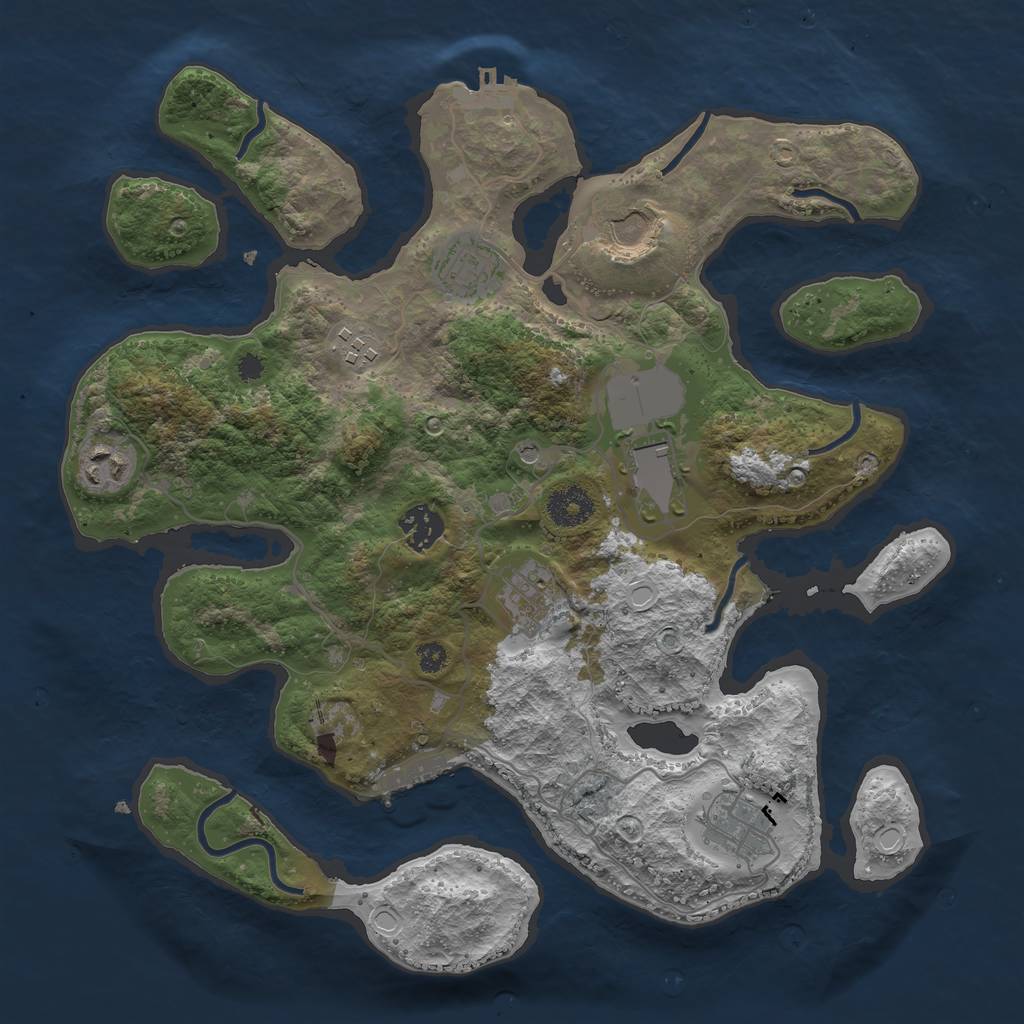 Rust Map: Procedural Map, Size: 3500, Seed: 919682, 19 Monuments