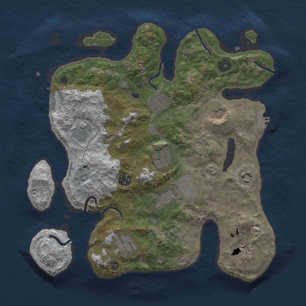 Rust Map: Procedural Map, Size: 3500, Seed: 1897754124, 21 Monuments