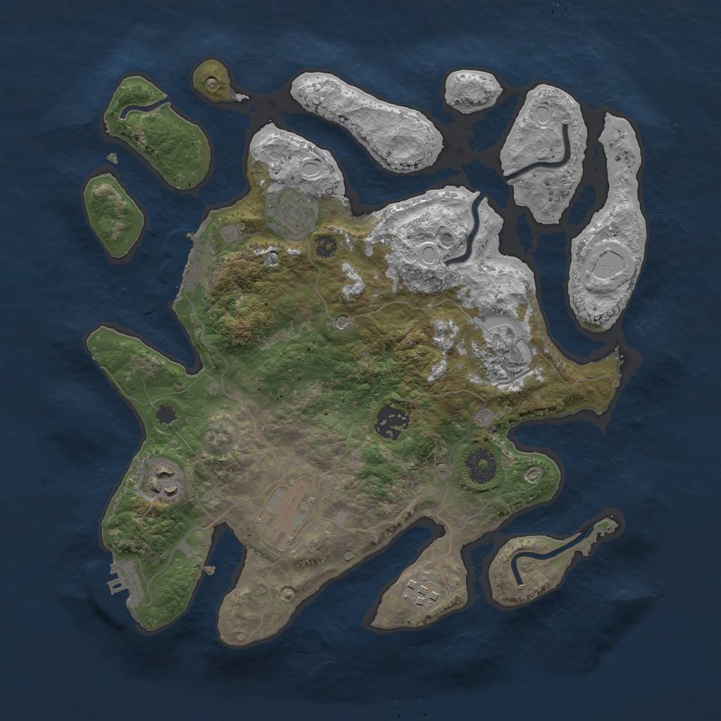 Rust Map: Procedural Map, Size: 3250, Seed: 777, 17 Monuments