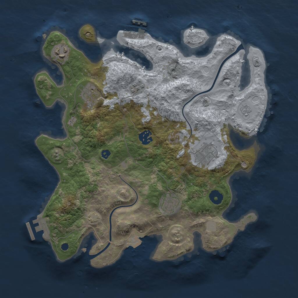 Rust Map: Procedural Map, Size: 3250, Seed: 777, 11 Monuments