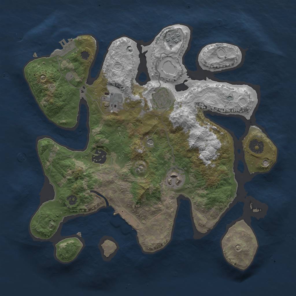 Rust Map: Procedural Map, Size: 3000, Seed: 598647281, 16 Monuments