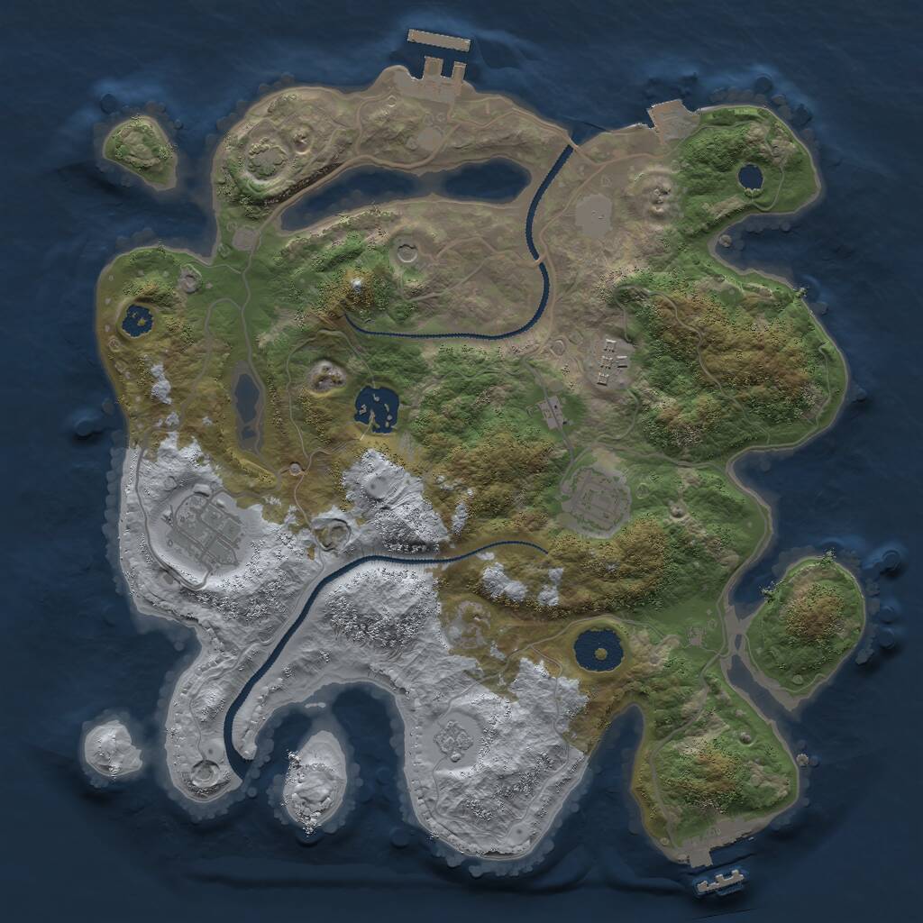 Rust Map: Procedural Map, Size: 3000, Seed: 127326, 10 Monuments