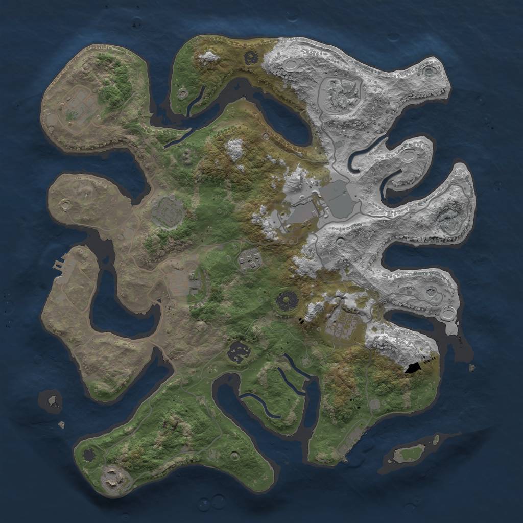 Rust Map: Procedural Map, Size: 3700, Seed: 113597531, 20 Monuments