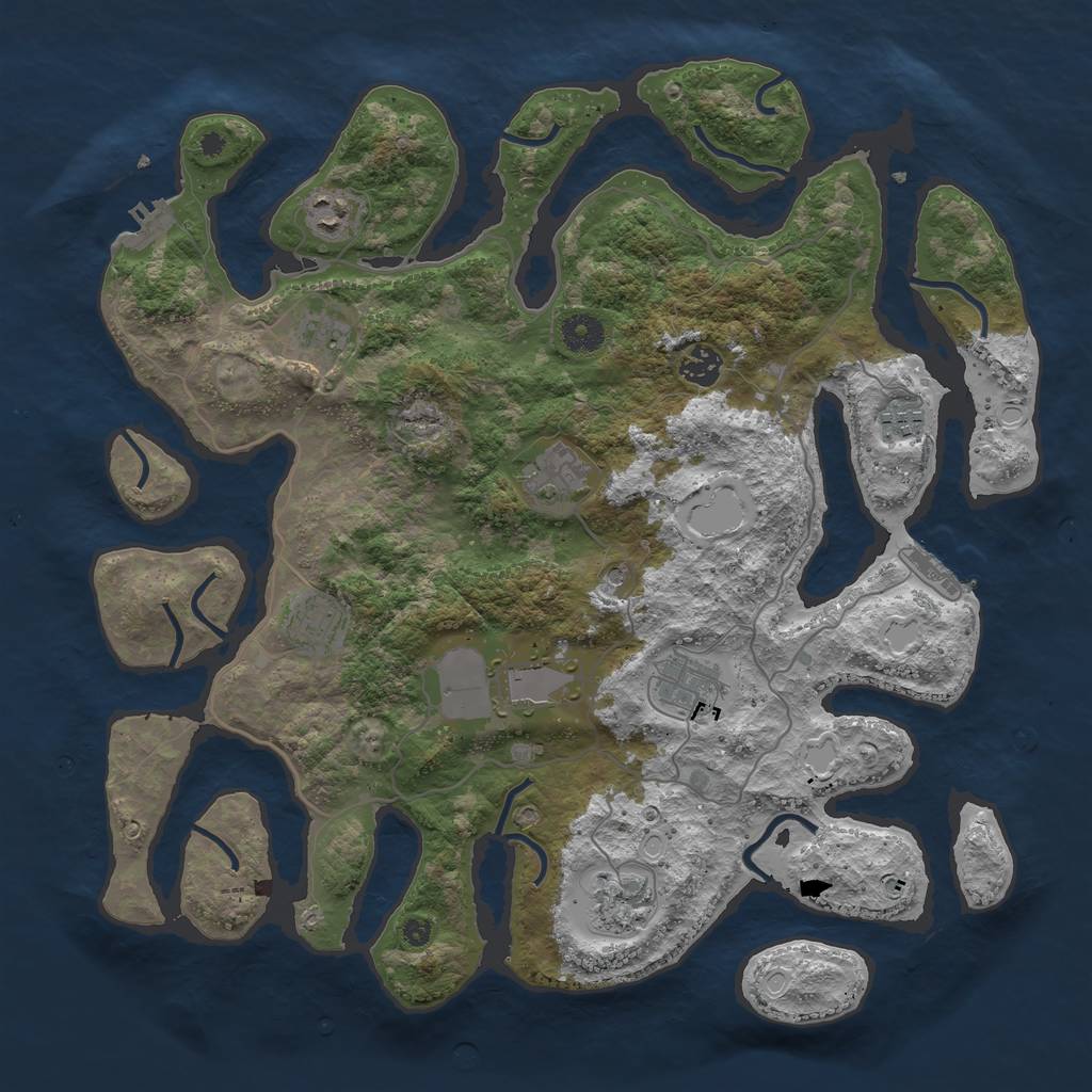 Rust Map: Procedural Map, Size: 4000, Seed: 1125152829, 20 Monuments