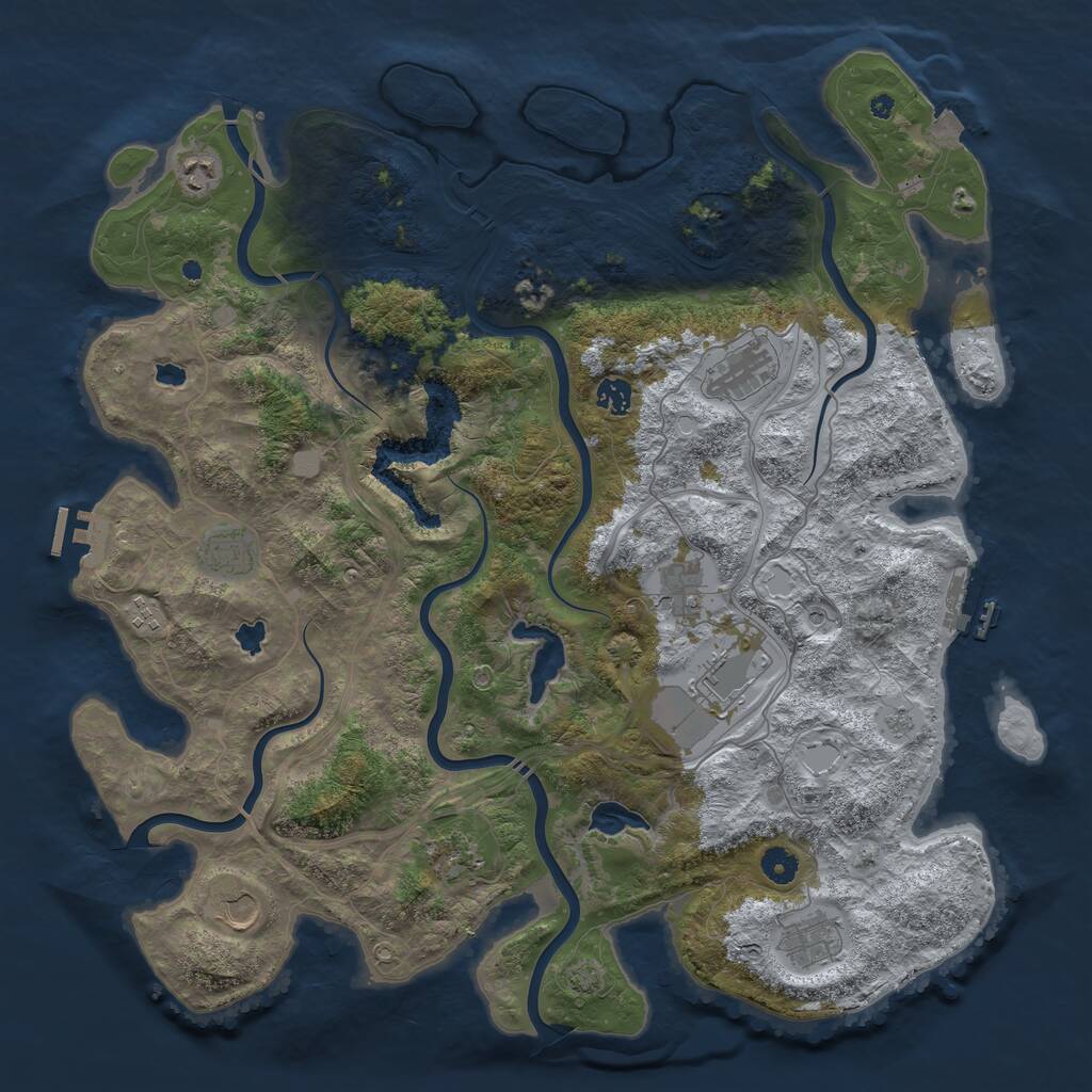 Rust Map: Procedural Map, Size: 4500, Seed: 132867, 16 Monuments