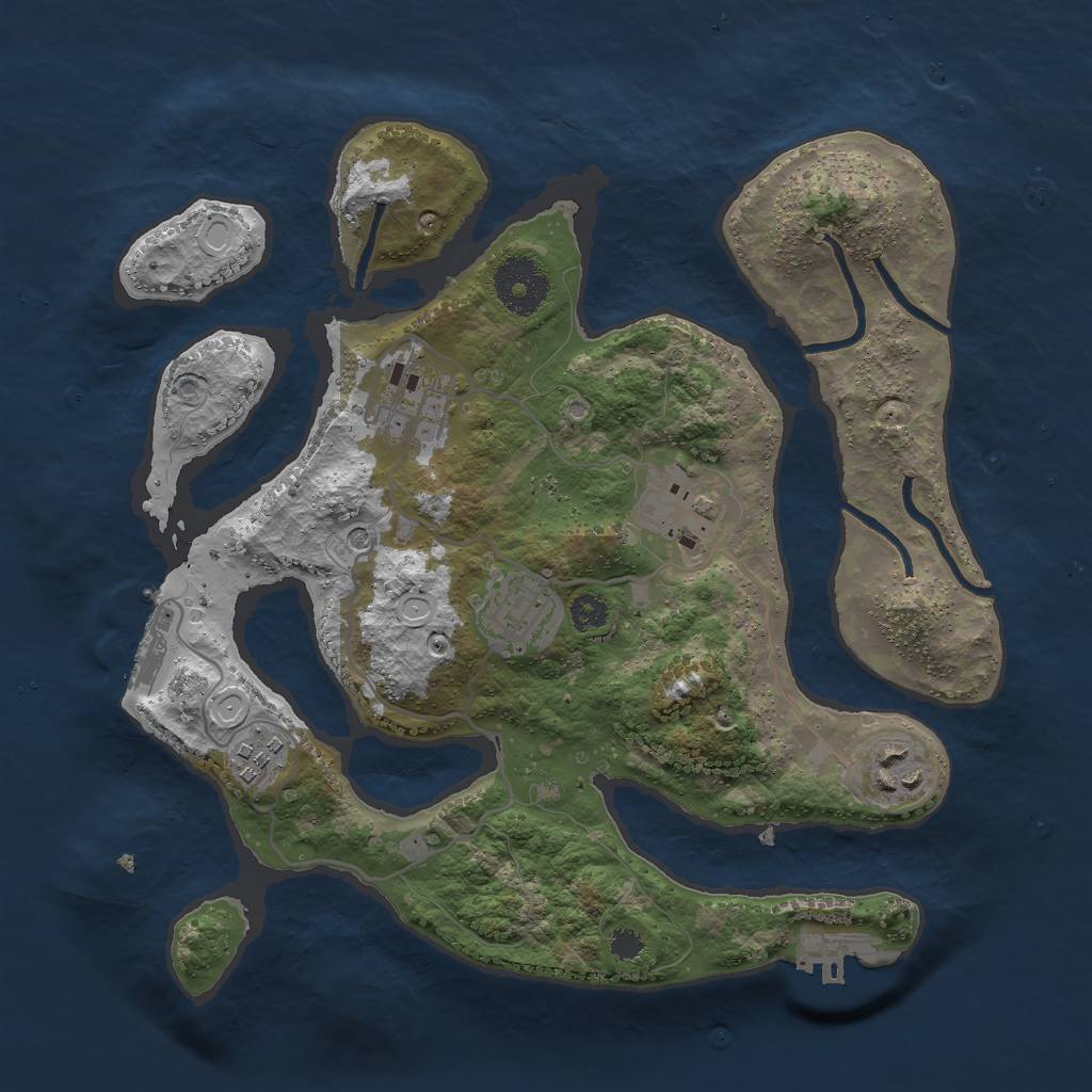 Rust Map: Procedural Map, Size: 3000, Seed: 358, 16 Monuments