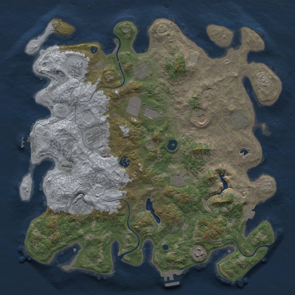 Rust Map: Procedural Map, Size: 4200, Seed: 42938462, 17 Monuments