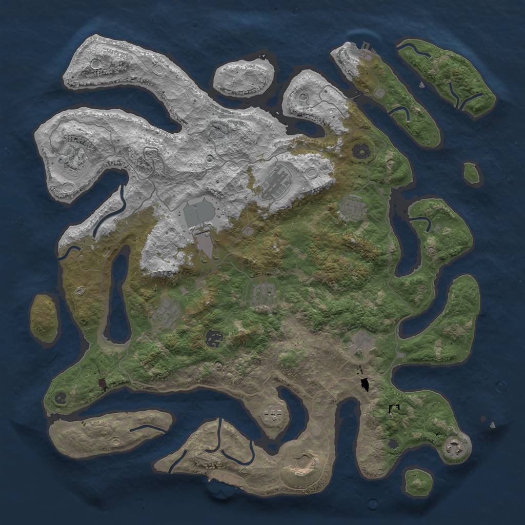 Rust Map: Procedural Map, Size: 4500, Seed: 391118754, 22 Monuments