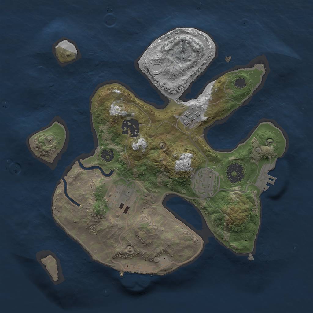 Rust Map: Procedural Map, Size: 2500, Seed: 485, 14 Monuments