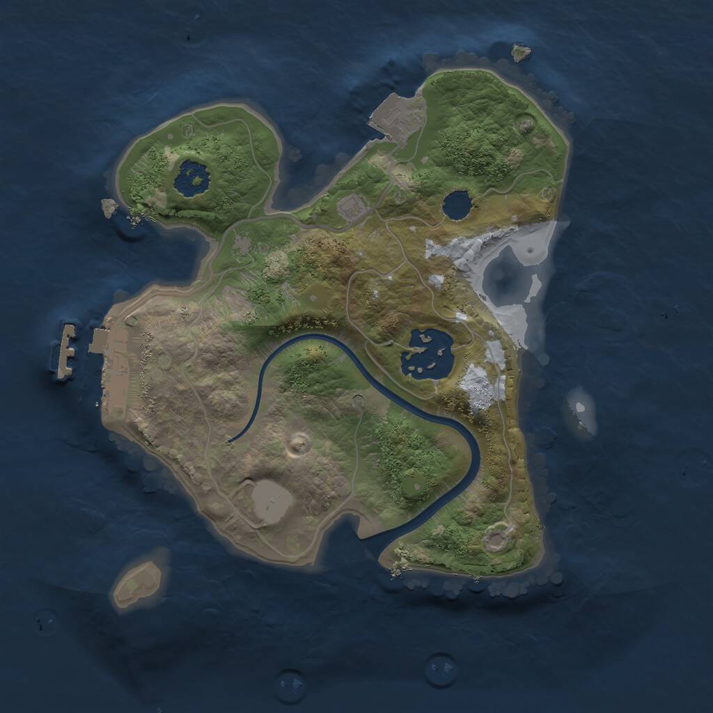 Rust Map: Procedural Map, Size: 2000, Seed: 1345137271, 3 Monuments