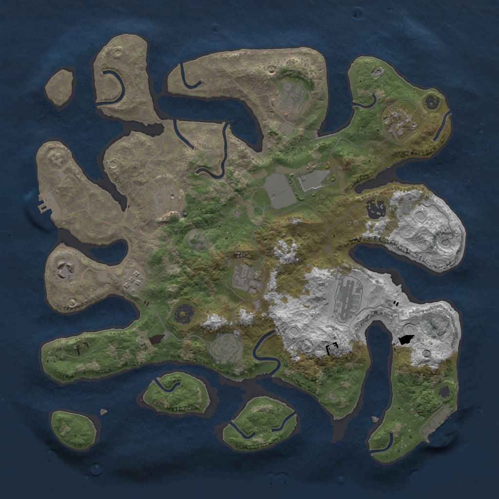 Rust Map: Procedural Map, Size: 3700, Seed: 1694719696, 21 Monuments