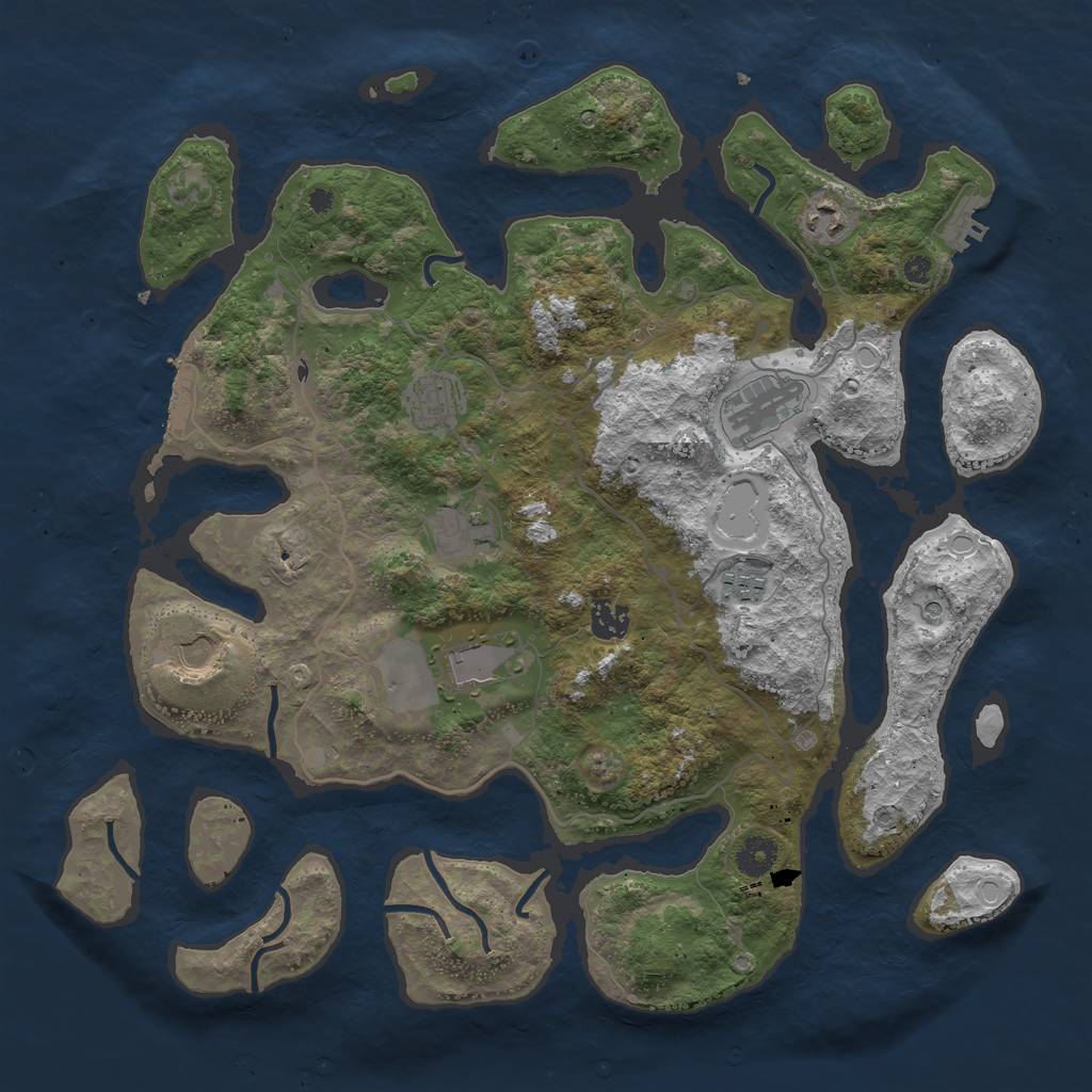 Rust Map: Procedural Map, Size: 4000, Seed: 1853, 19 Monuments