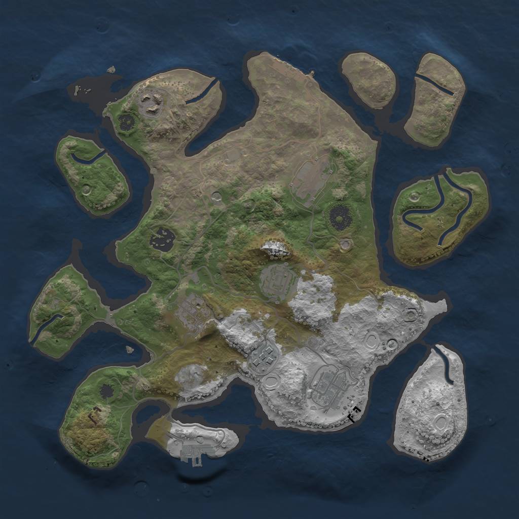 Rust Map: Procedural Map, Size: 3250, Seed: 2086843575, 18 Monuments