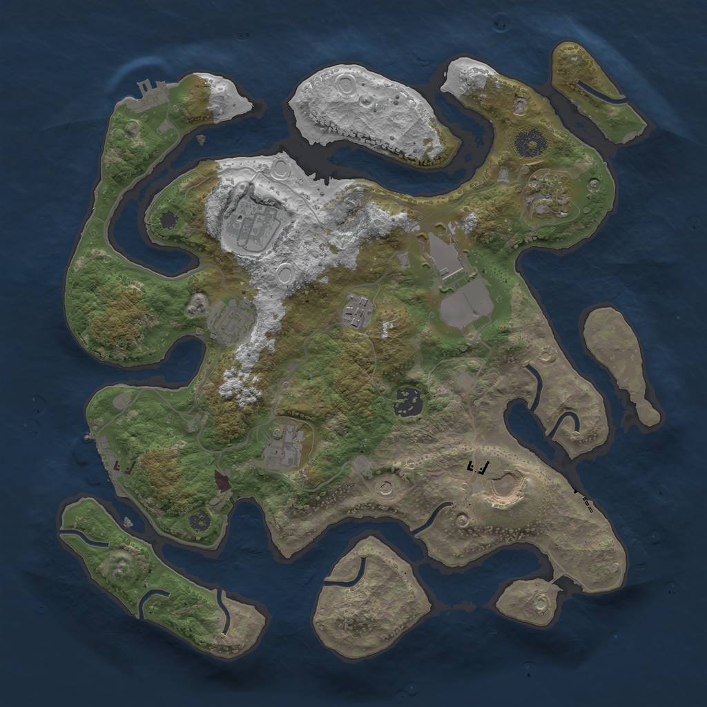 Rust Map: Procedural Map, Size: 3500, Seed: 767751552, 19 Monuments