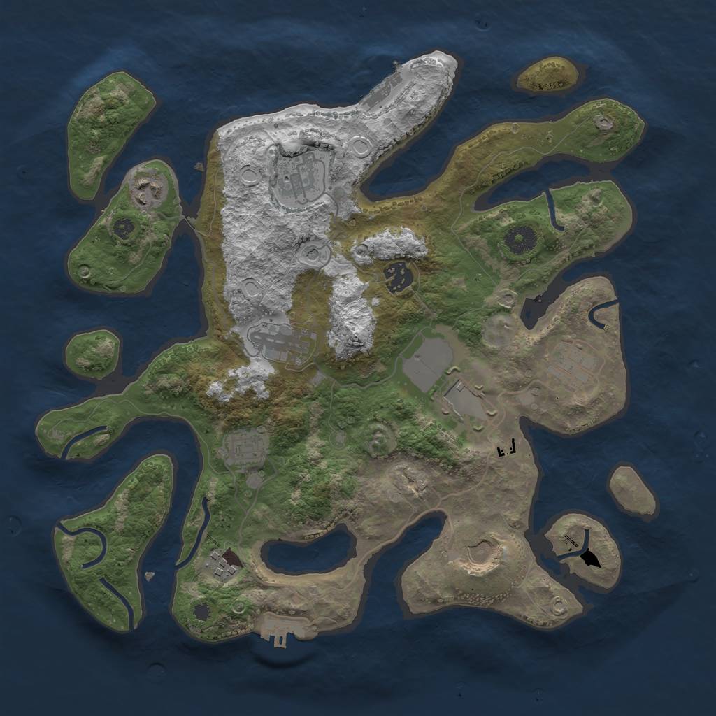 Rust Map: Procedural Map, Size: 3600, Seed: 2092232937, 20 Monuments