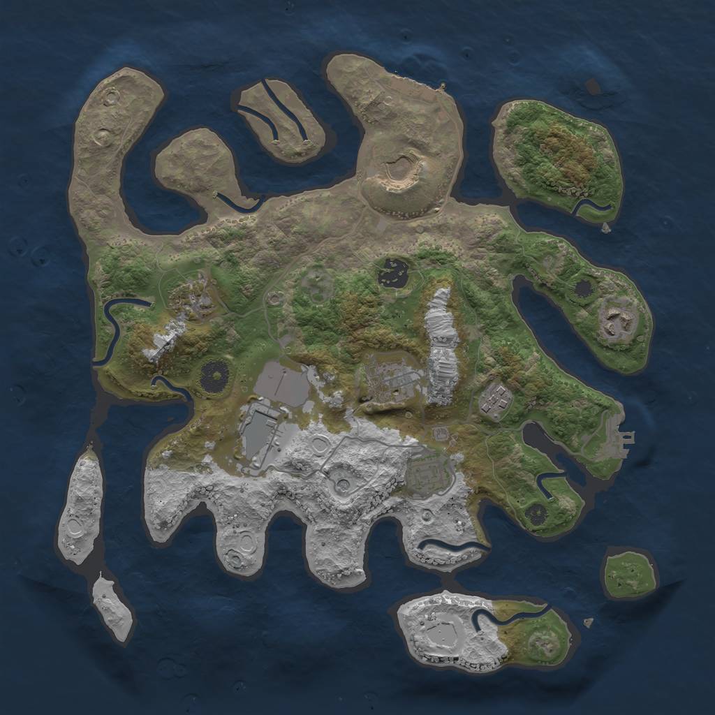 Rust Map: Procedural Map, Size: 3500, Seed: 901129, 19 Monuments