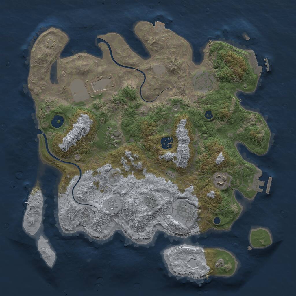 Rust Map: Procedural Map, Size: 3500, Seed: 901129, 13 Monuments