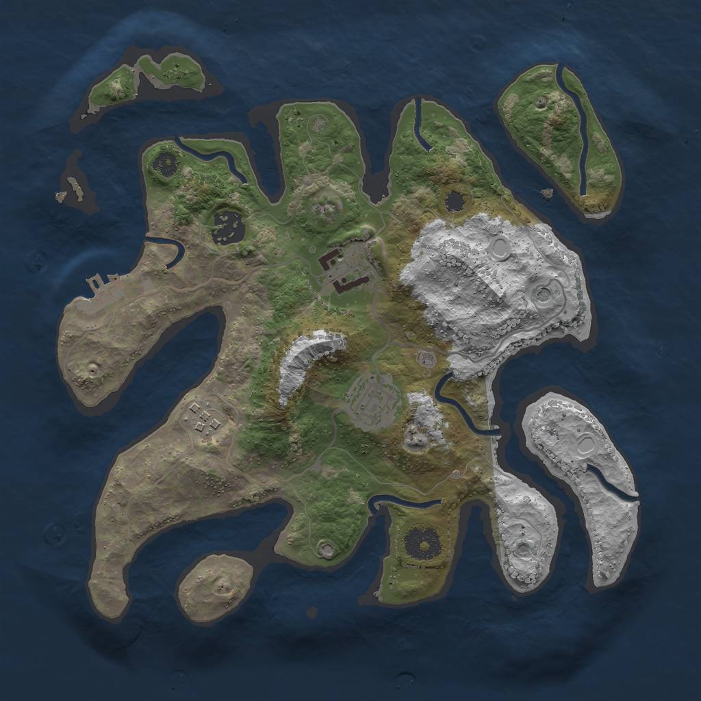 Rust Map: Procedural Map, Size: 3000, Seed: 108001707, 14 Monuments