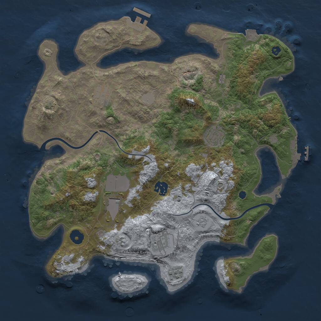 Rust Map: Procedural Map, Size: 3500, Seed: 1386634717, 12 Monuments