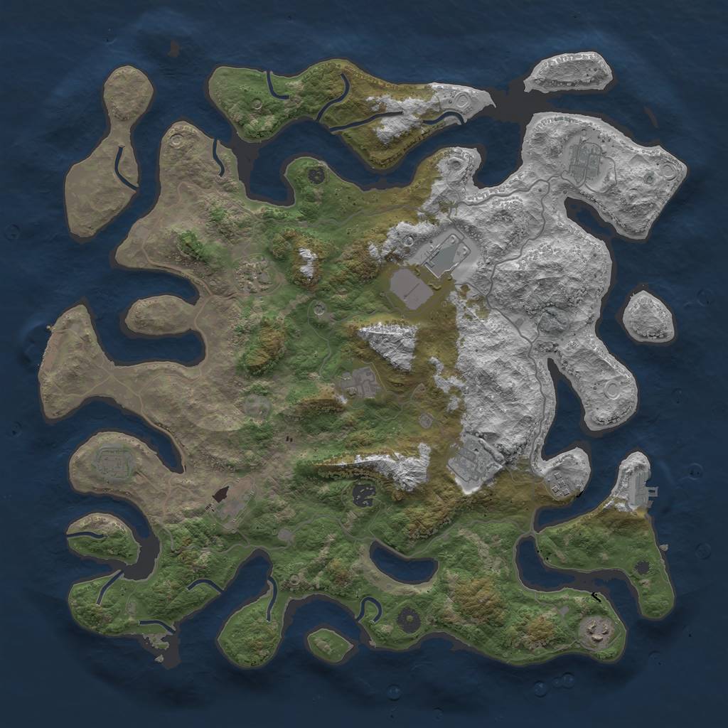 Rust Map: Procedural Map, Size: 4500, Seed: 6263, 21 Monuments