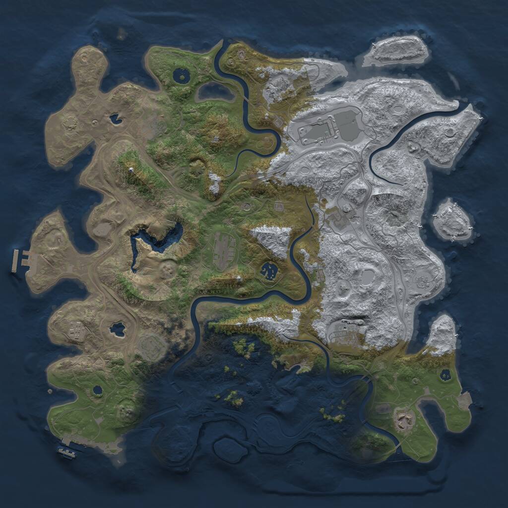 Rust Map: Procedural Map, Size: 4500, Seed: 6263, 16 Monuments