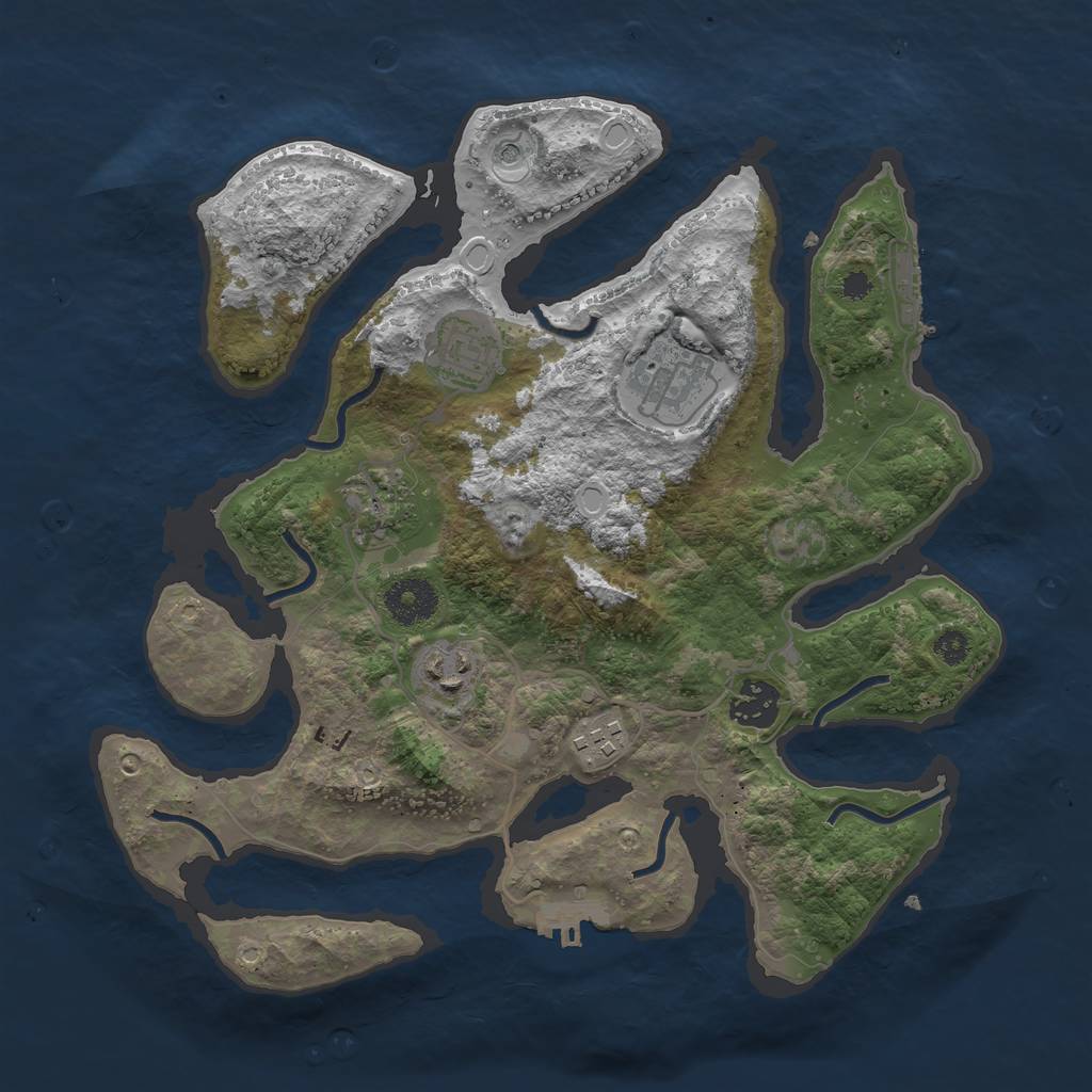 Rust Map: Procedural Map, Size: 3300, Seed: 2424016, 17 Monuments