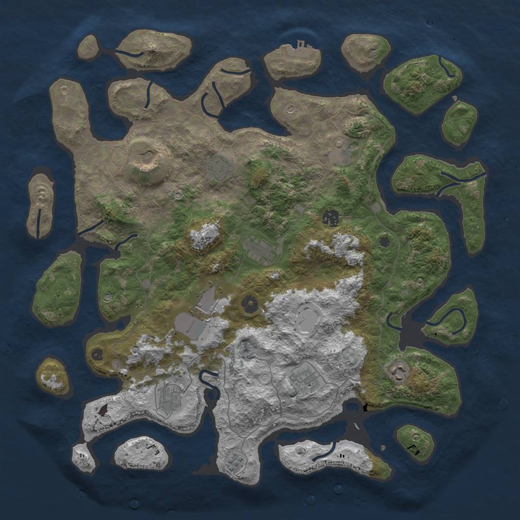 Rust Map: Procedural Map, Size: 4500, Seed: 46468041, 20 Monuments