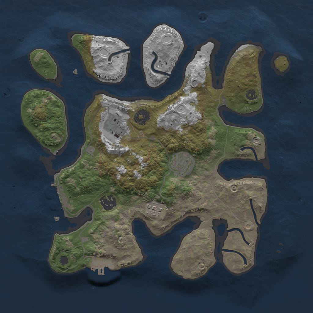 Rust Map: Procedural Map, Size: 3000, Seed: 1027077019, 14 Monuments