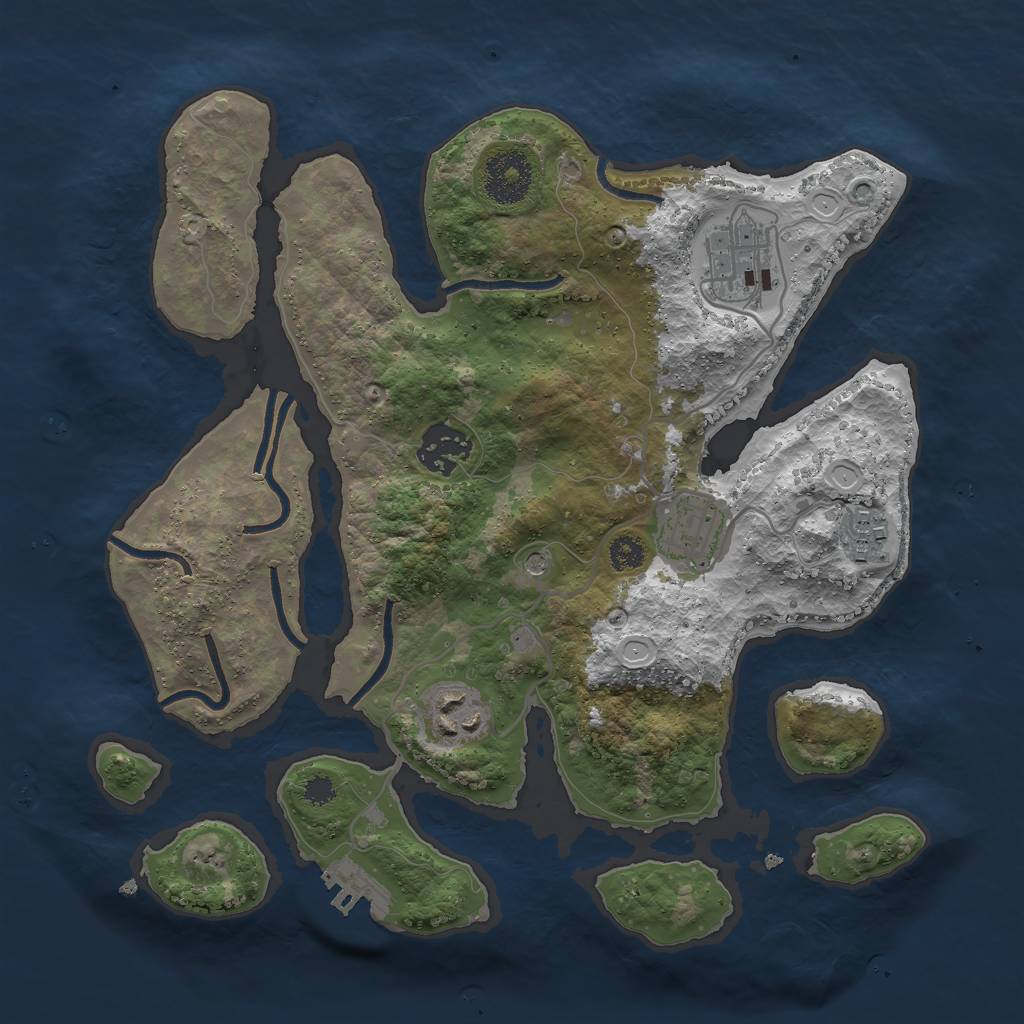 Rust Map: Procedural Map, Size: 3000, Seed: 1864112928, 15 Monuments