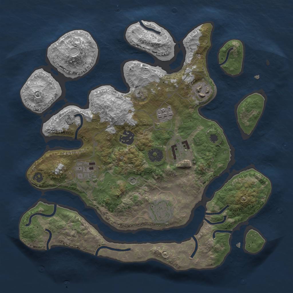 Rust Map: Procedural Map, Size: 3000, Seed: 57253, 15 Monuments