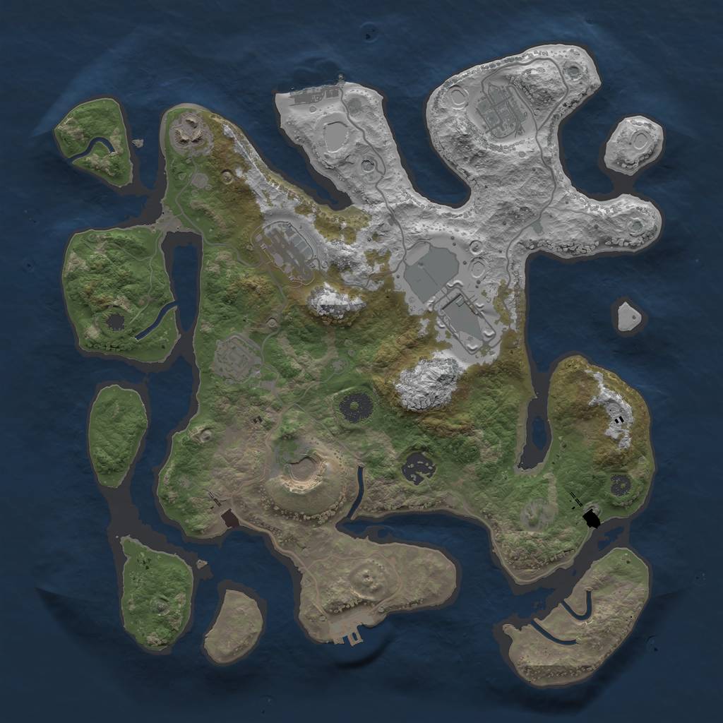 Rust Map: Procedural Map, Size: 3500, Seed: 145668, 18 Monuments